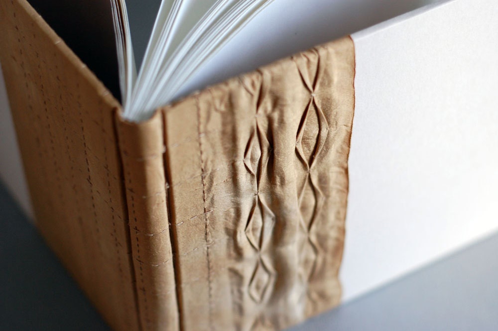 Fawn and Gold Guest Book with Pleated Silk