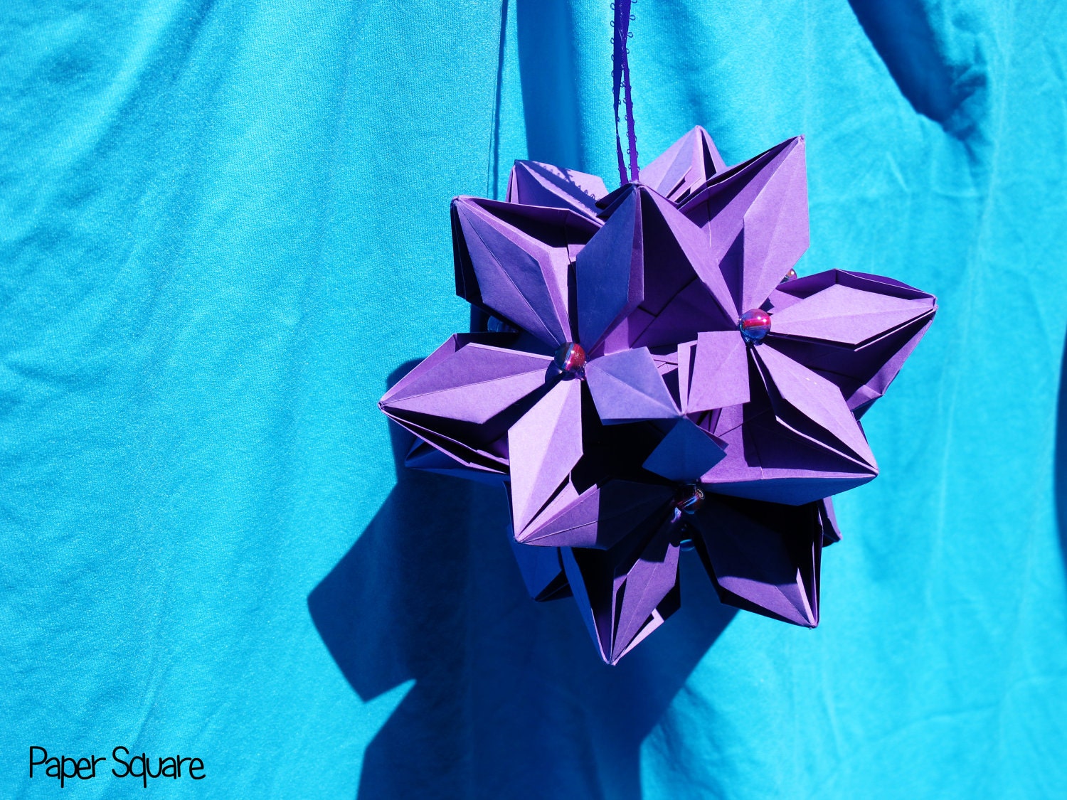 Purple Flower Star Kusudama Ball - Handmade Origami Art by PaperSquare