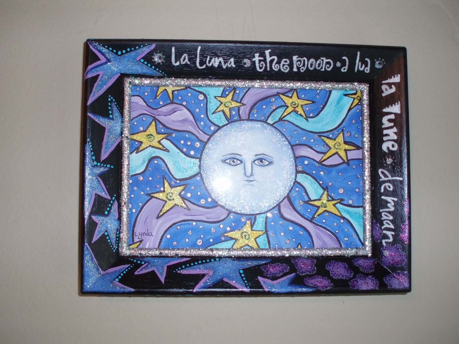 Whimsical artwork, moon painting