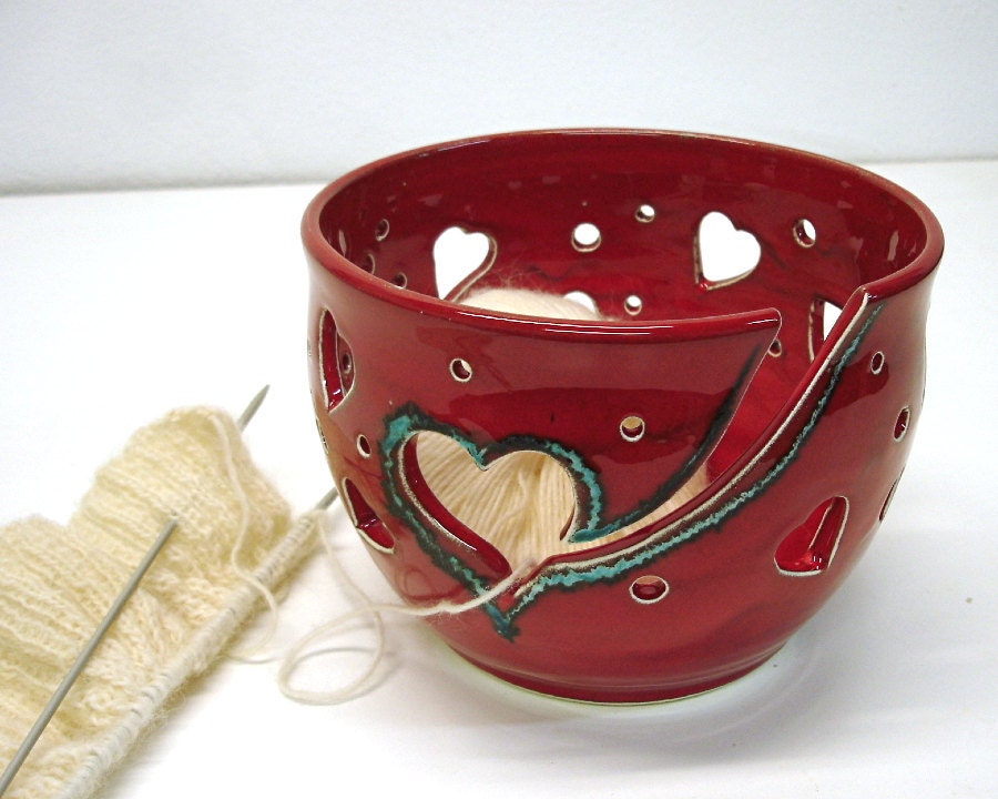 Yarn Knitting Crochet Bowl Red Heart  designs all around Handmade Ceramics As seen at Vogue Knitting LIVE Winter Gift