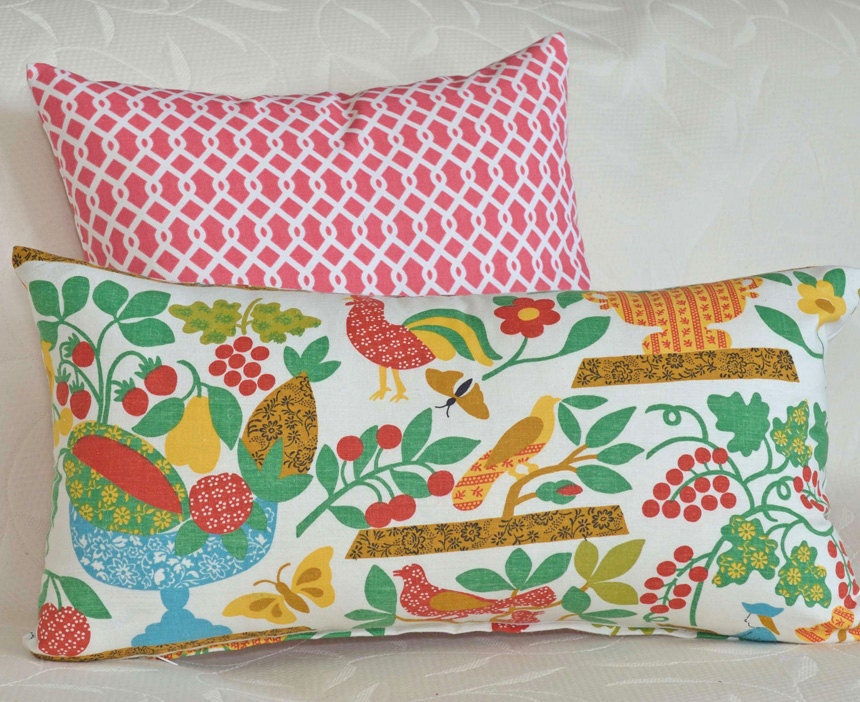 Vintage Country Folk Art Pillows 12x24