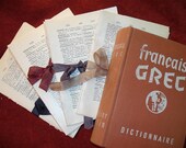 Vintage French To Greek Dictionary Pages - Very Rare