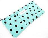 Echino Turquoise Polka Dots Rawen Zipper Pouch