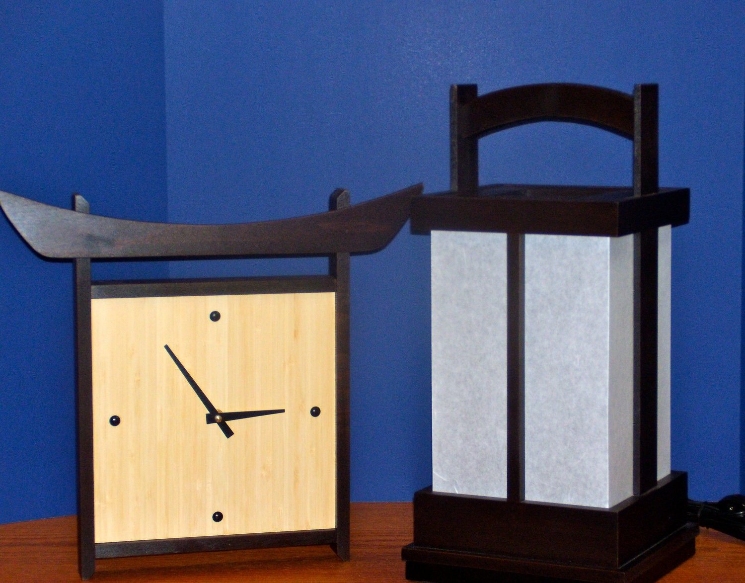Give Your Space Asian Flair     Lamp and Clock Set