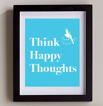 THINK HAPPY THOUGHTS in Blue - Art Print