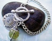 Bauble - Hand Stamped Forged Sterling Silver Toggle Close Bracelet - Personalized and customized