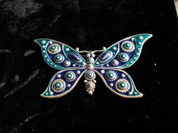 Vintage Enamel Butterfly Brooch