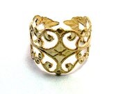 1 - Adjustable Filigree Ring In Raw Brass Jewelry (BD)