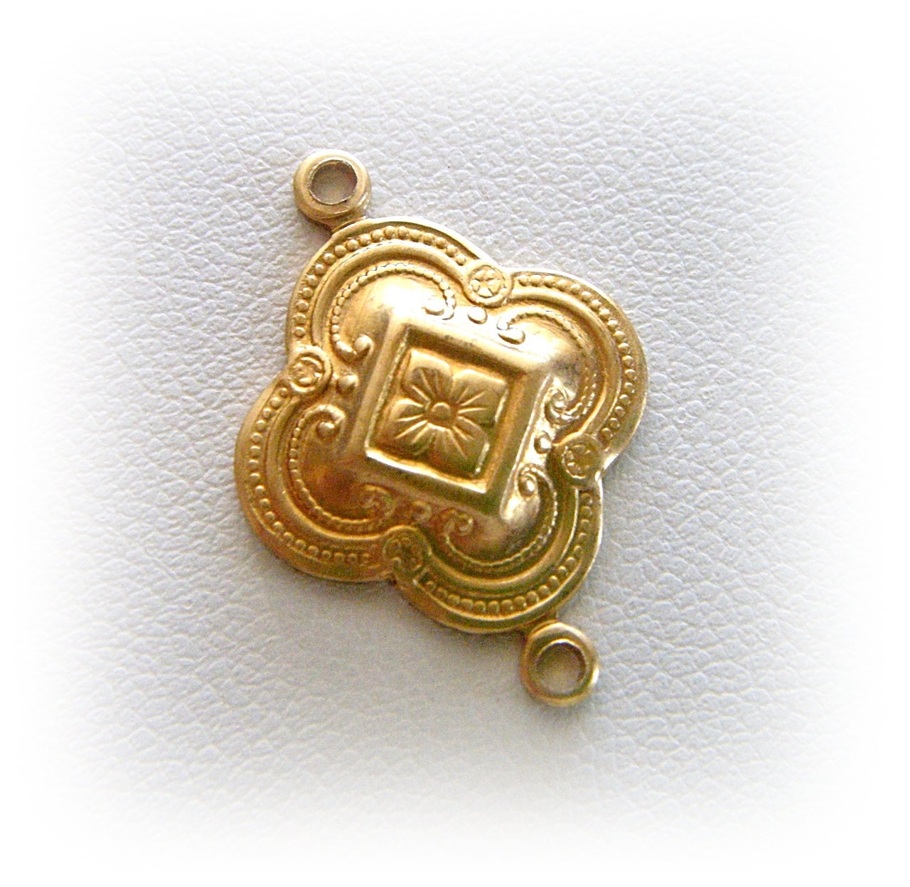 2 - Quadrafoil Clover Connector Raw Brass Jewelry Findings (BC)