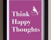 THINK HAPPY THOUGHTS in Purple - Art Print