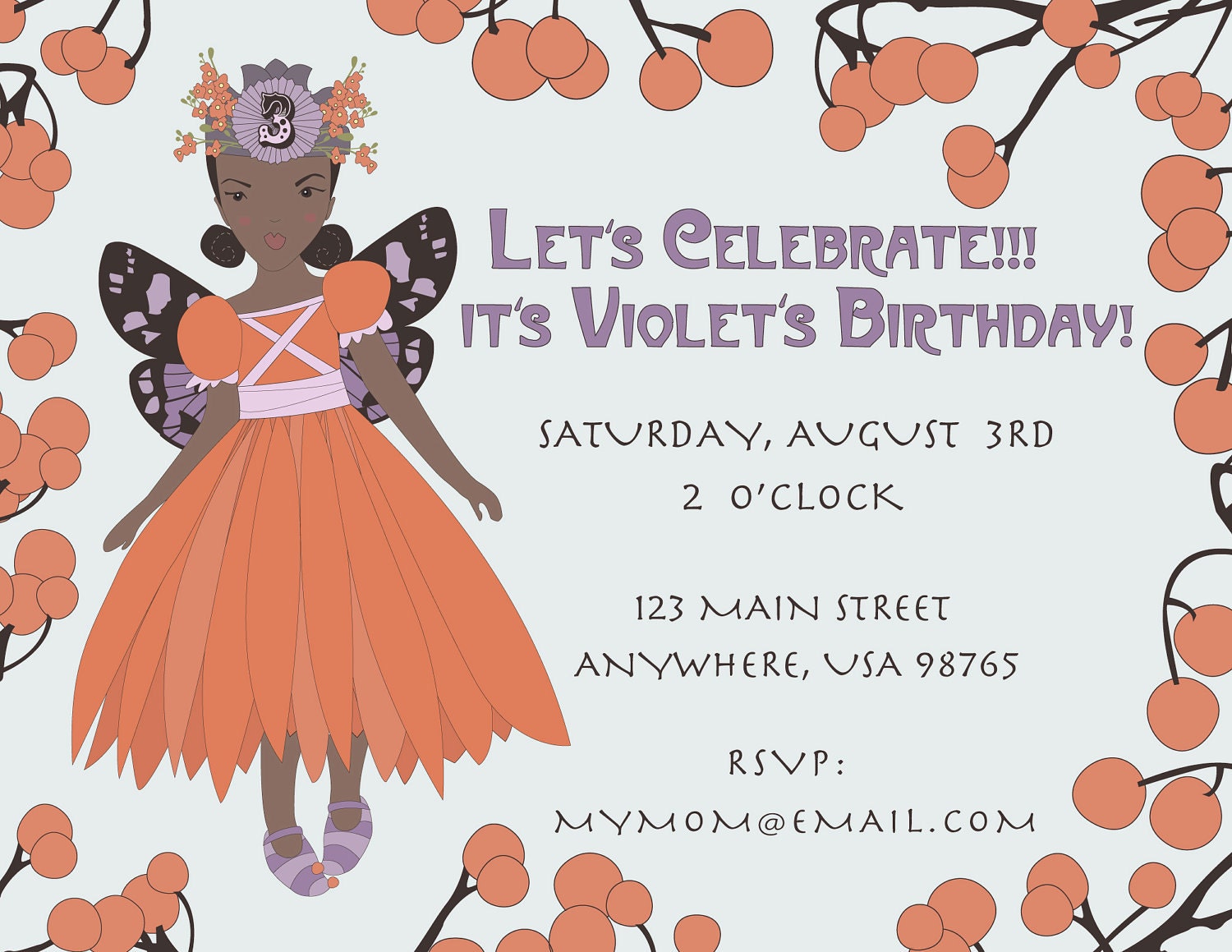 Invitation:  Fairy Princess Illustrated Invitation