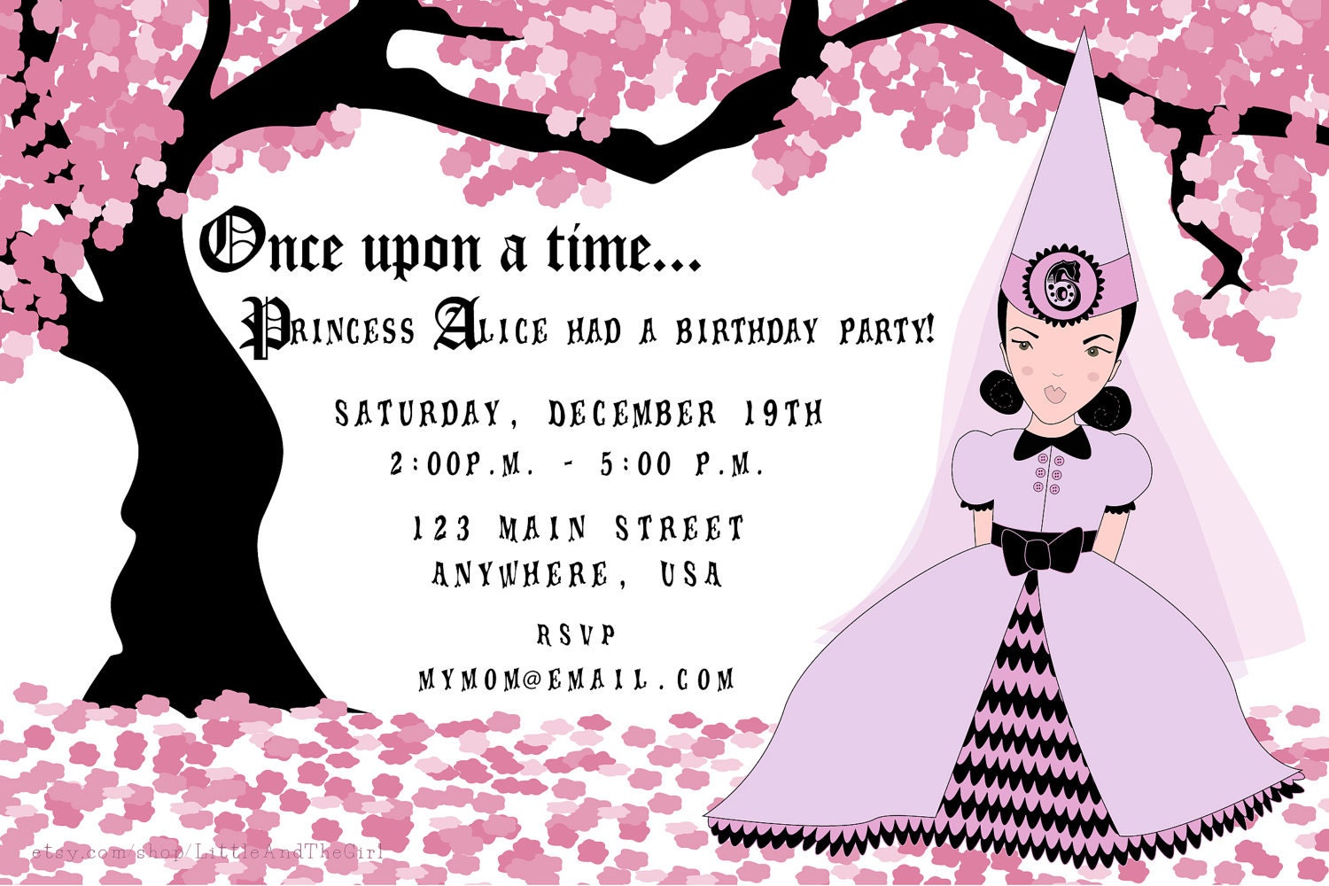 Princess Invitation:  Illustrated