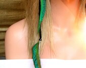 Peacock Feather Hair Extension with Black Deerskin- Beautiful Colors- Ready to Ship