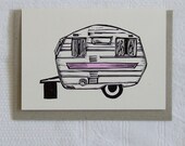classic Frankin Caravan Linocut greeting card