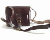 Leather Camera Bag Hand Stitched Horse Leather Cocoa Bean Adjustable Long Strap