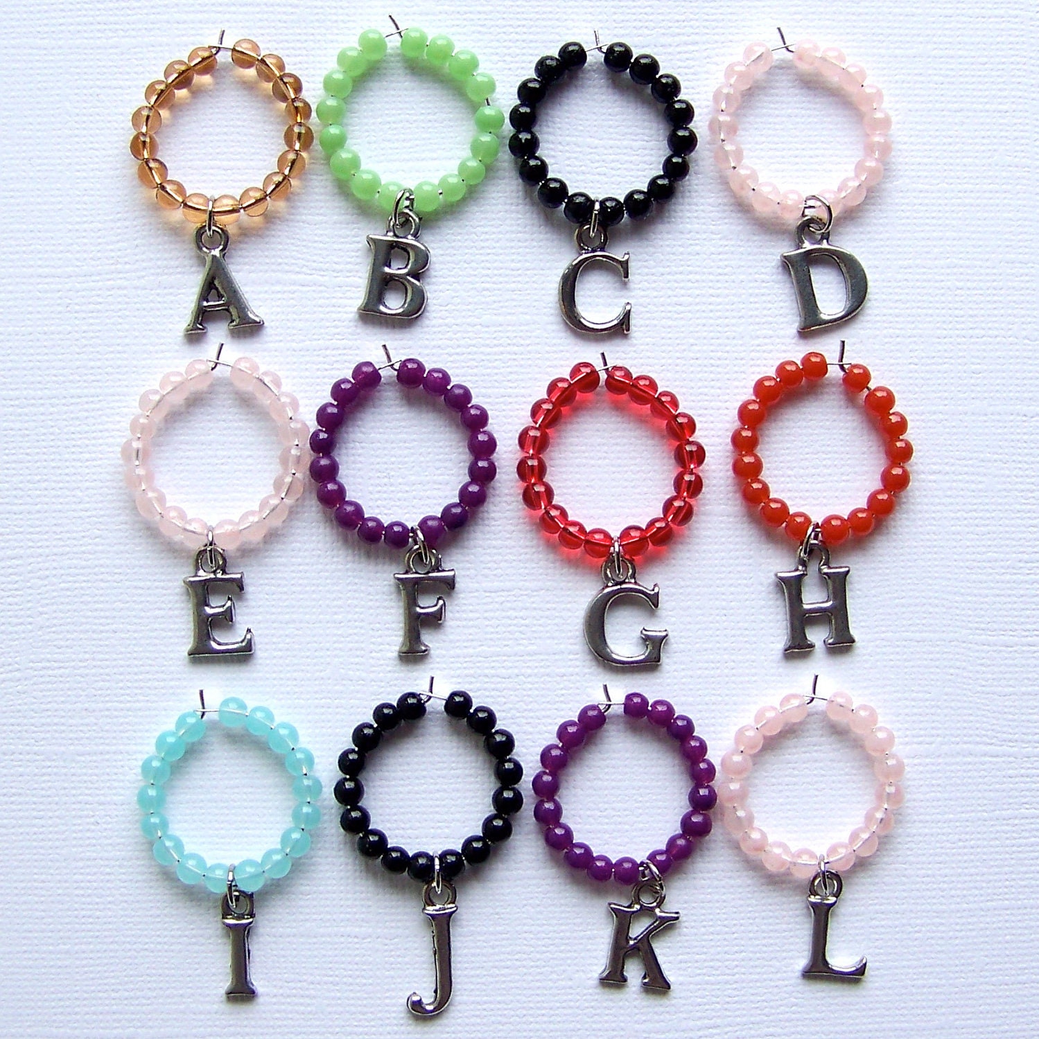 Alphabet Wine Glass Charms - Set of 6 - Your Choice of Letters