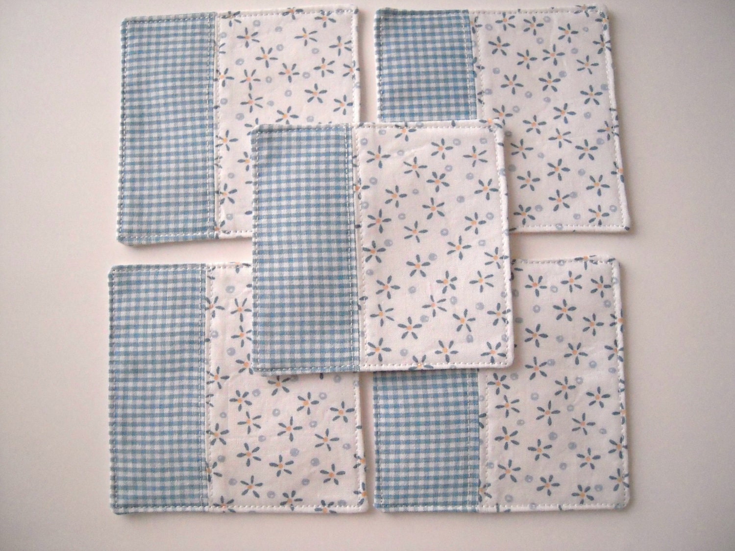 Set of Flower And Gingham Coasters