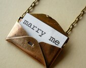 Secret Love Letter Vintage Brass Envelope Locket Necklace