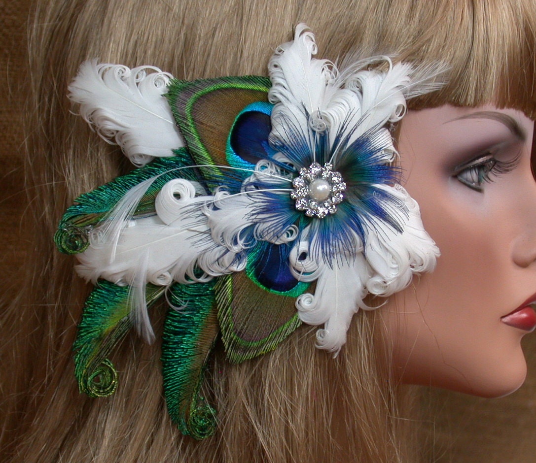 Peacock Bride Feather Hair Clip- Custom Made for YOU