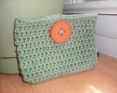 Crochet Cotton Pouch in Sage Green