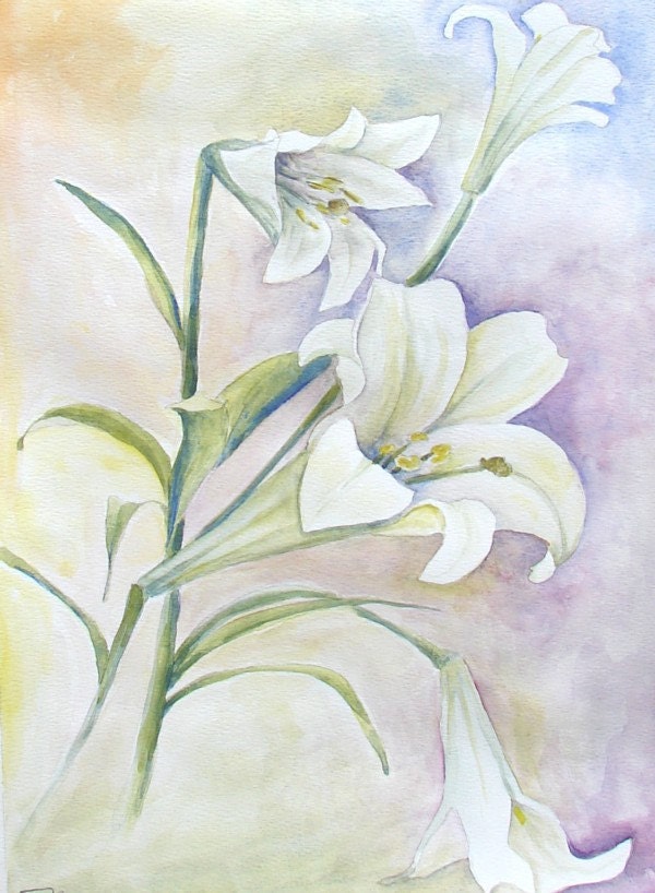 Lilies, Original Watercolor, on 11" x 16" paper