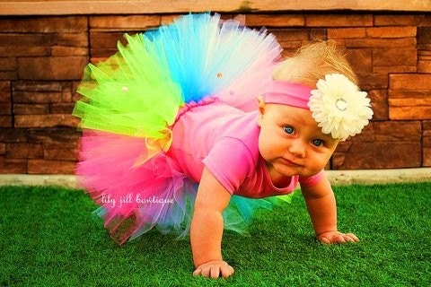 Beautiful Rainbow Sherbet Tutu W/FREE tulle bow. Newborn- 6 years. Parties, birthday, photo prop,ballet, dance class. Halloween costume