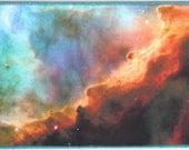 FABRIC POSTCARD Gold Blue Cyan Swan Nebula Stars Astronomy Photograph - CosmicTotes