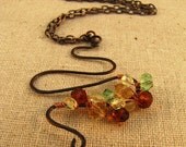 Hand Forged Copper Necklace with Crystals "Serpent"