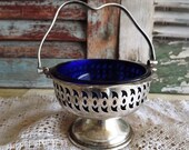 Vintage Silverplate Butter Dish with Cobalt Insert by avintageobsession on etsy