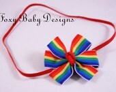 Itty Bitty Bow Band Rainbow Colors Newborn - Adult Ready To Ship
