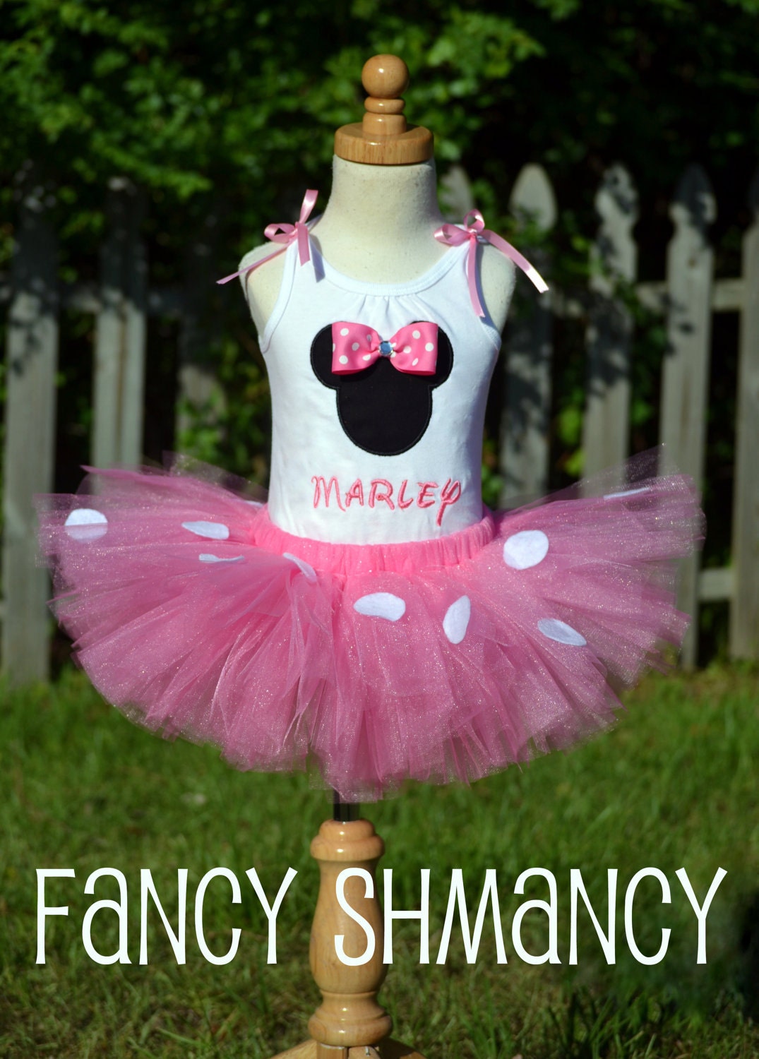 RESERVED Minnie Mouse tutu set PERSONALIZED with embroidered name in pink with tutu, shirt, and ears SIZE 4T or 5T