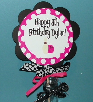 Girl Bowling Table top Sign or Centerpiece