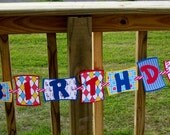 Dr. Seuss' Cat in the Hat Themed Happy Birthday Banner with Coordinating Name Banner