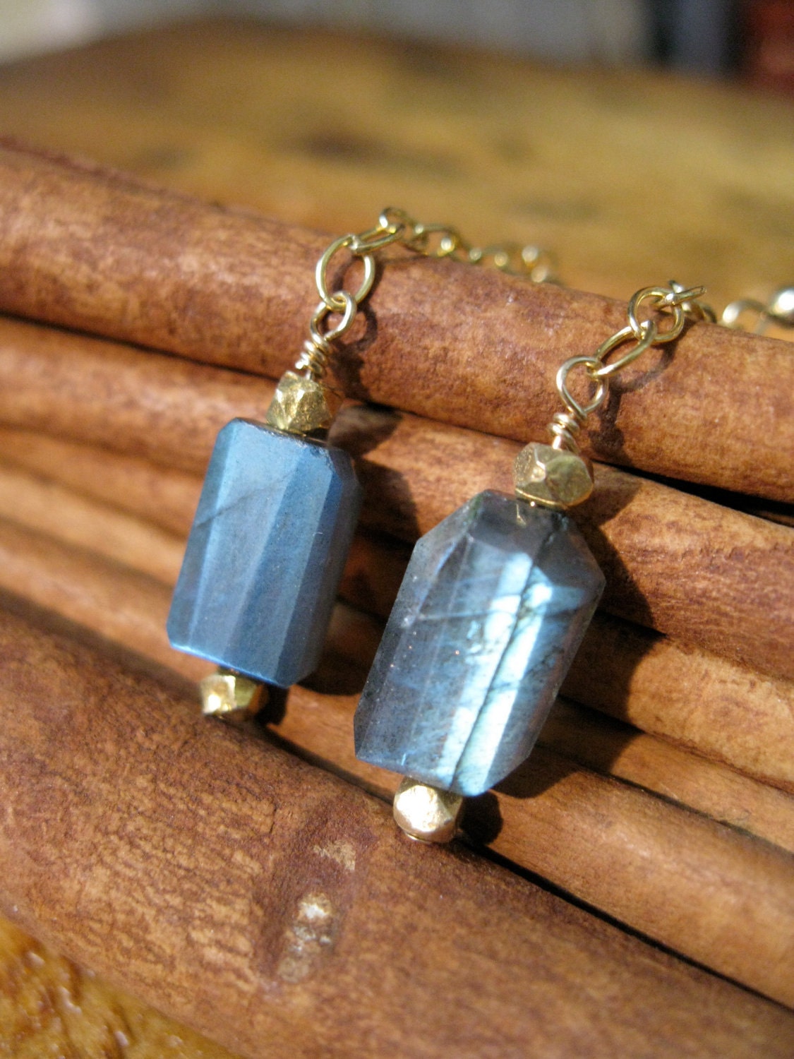 Labradorite Nugget Gold Filled Swing Earrings
