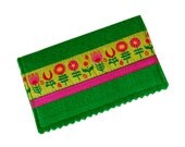 Business card case with funky flowers on lime