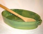 Green Baking Dish Casserole with Handles for Serving