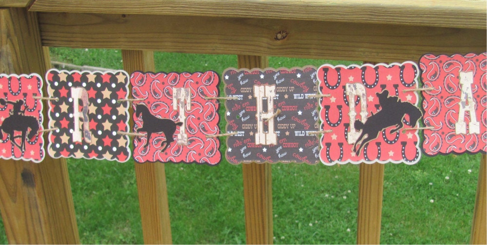 Western Themed Cowboy Birthday Banner