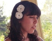 Two Crochet White Rose Hair Clips Summer accessory