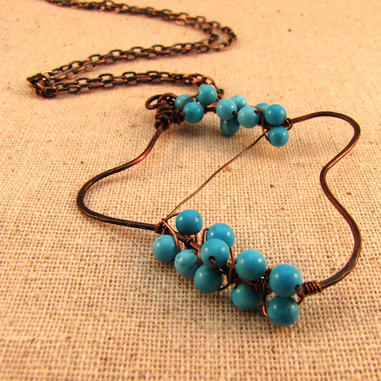 Hand Forged Copper Necklace with Turquoise "Casper"