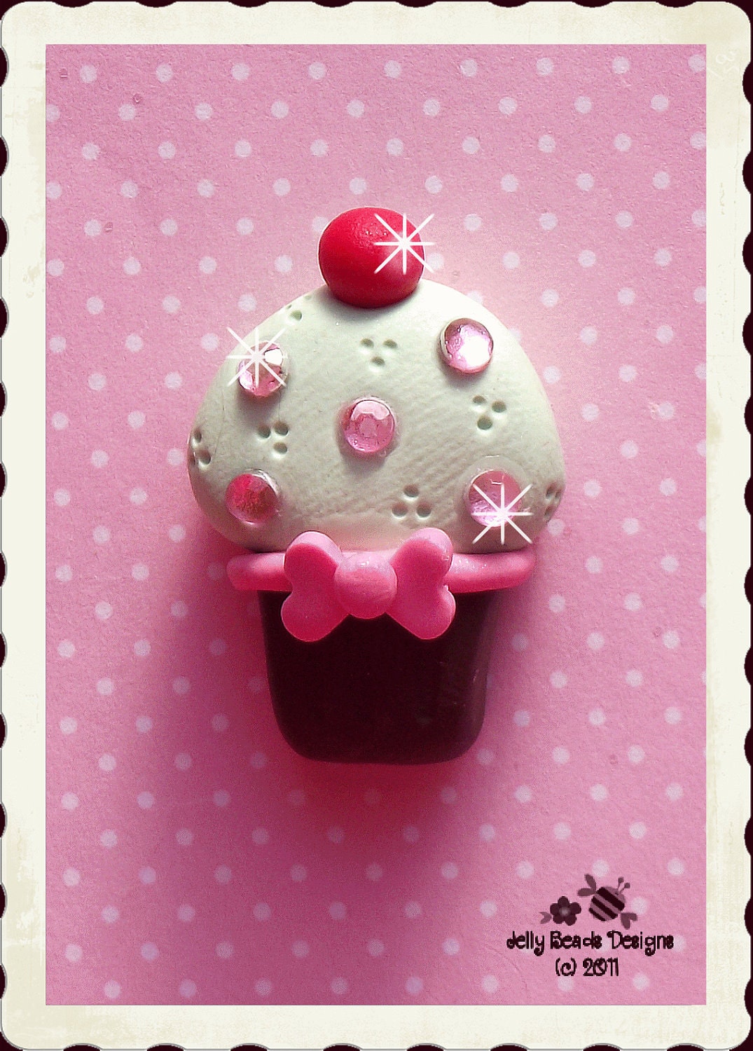 Cupcake Bling bead/bow center/charm