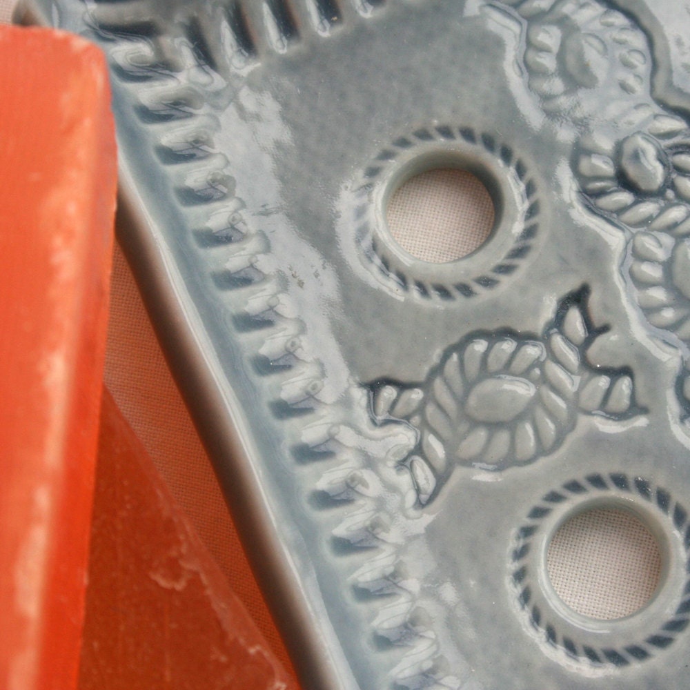 Porcelain Soap Dish / Soap Holder Square Denim Blue