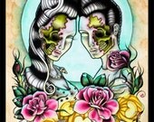 Halloween Tattoo Flash - Til Death Do Us Party - Print