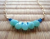 Peruvian Blue Opal And Apatite Stones On Gold Chain