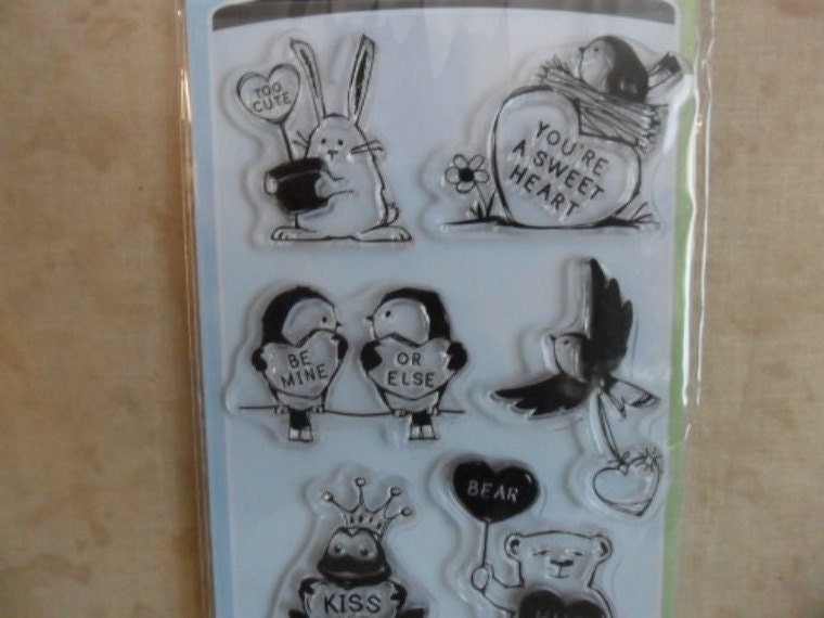 Animal Hearts Clear Stamps by Inkadinkado-FREE SHIPPING