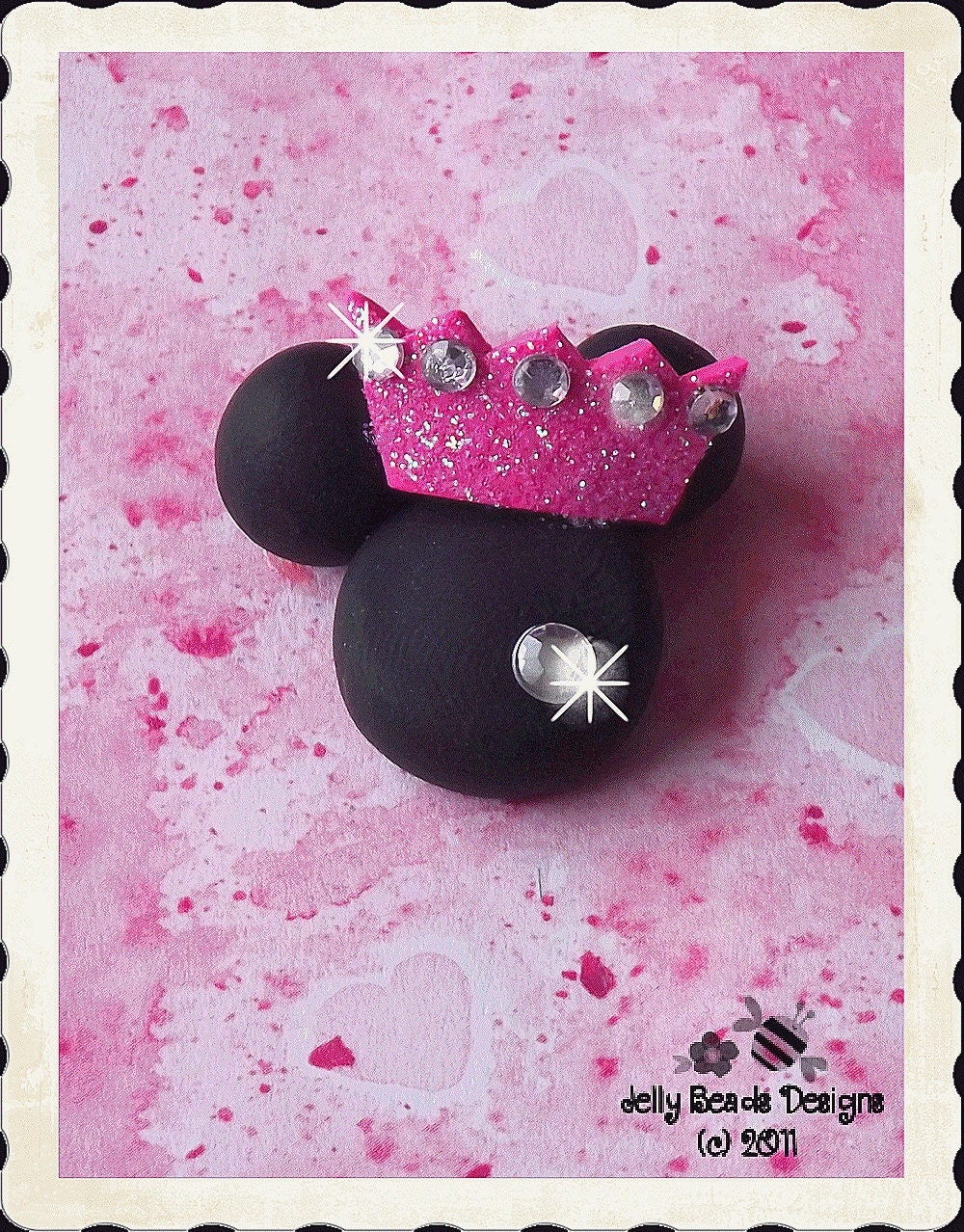 Princess Minnie polymer clay bead/charm/bow center