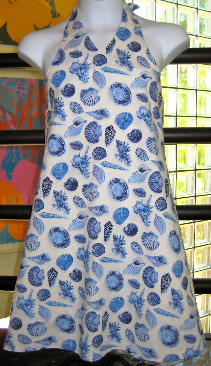 She Sells Seashells Cotton Halter Sundress, Girls size 8