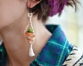 Mini Macrame Plant Hanger Earrings