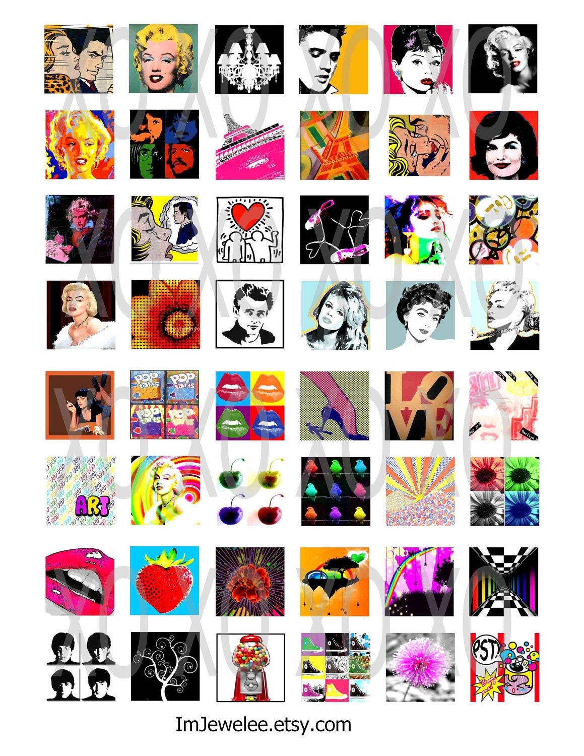GRAPHIC IMAGES Retro Graphic Printable Download Sheet Collage Graphics for Scrabble Tiles and I Inch Glass Pendants