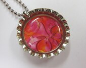 Bottlecap Necklace - Fleur De Lis on Red