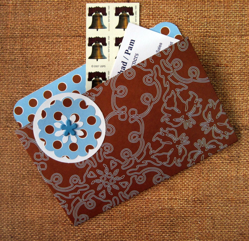 Refrigerator File Folder Magnet in Abstract Blue and Brown Polka Dots for Recipes, Coupons and Photos